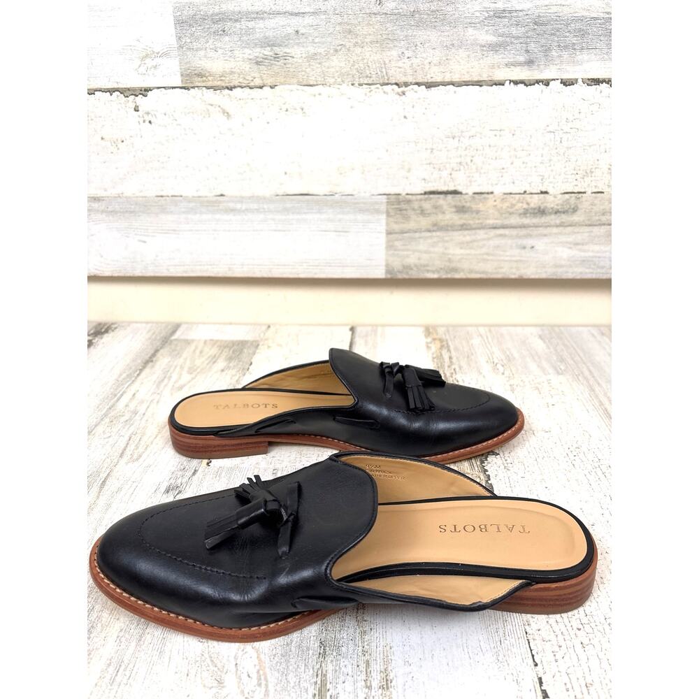Talbots Womens 9.5 Black Leather Leighton Loafers Slip On Dress Shoes